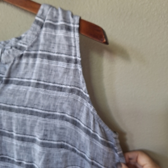 Habitat Womens Knee-Length Linen Shift Tank Dress. Gray Striped Size S - Picture 3 of 8